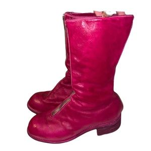 Guidi leather front zip magenta boots